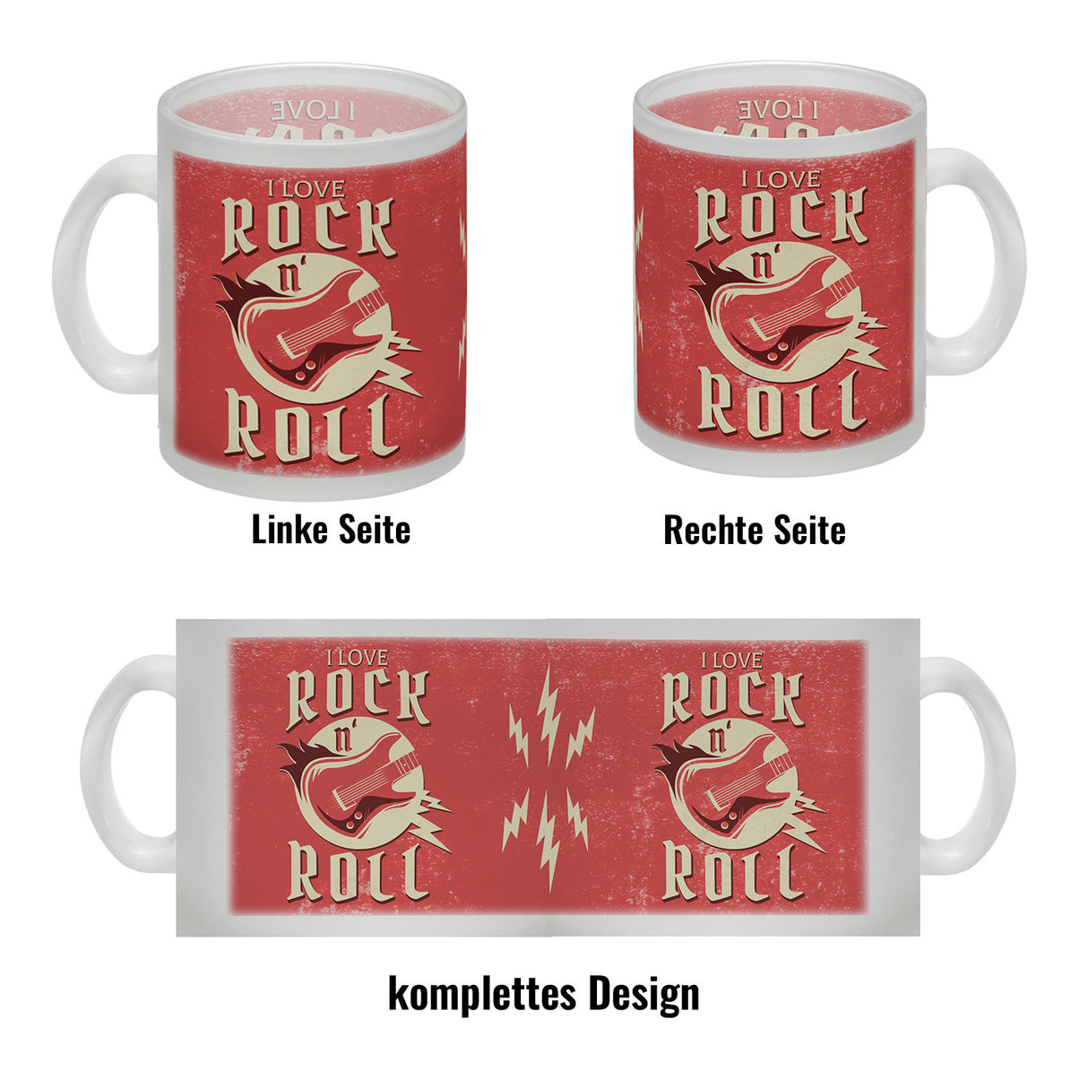 I Love Rock 'n' Roll Kaffeebecher mit Gitarren Motiv