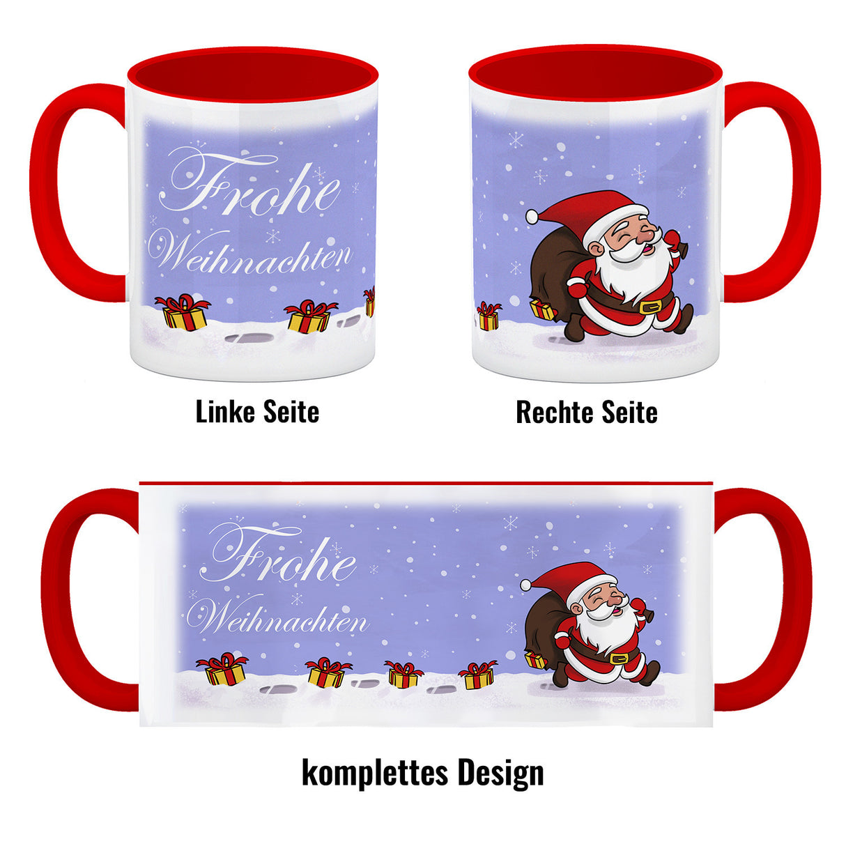 Frohe Weihnachten! Kaffeebecher mit lustigem Comic-Weihnachtsmann