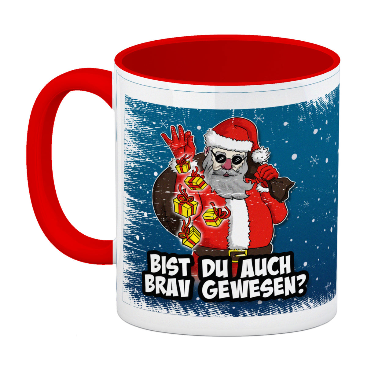 Bist du auch brav gewesen? Kaffeebecher mit coolem Weihnachtsmann