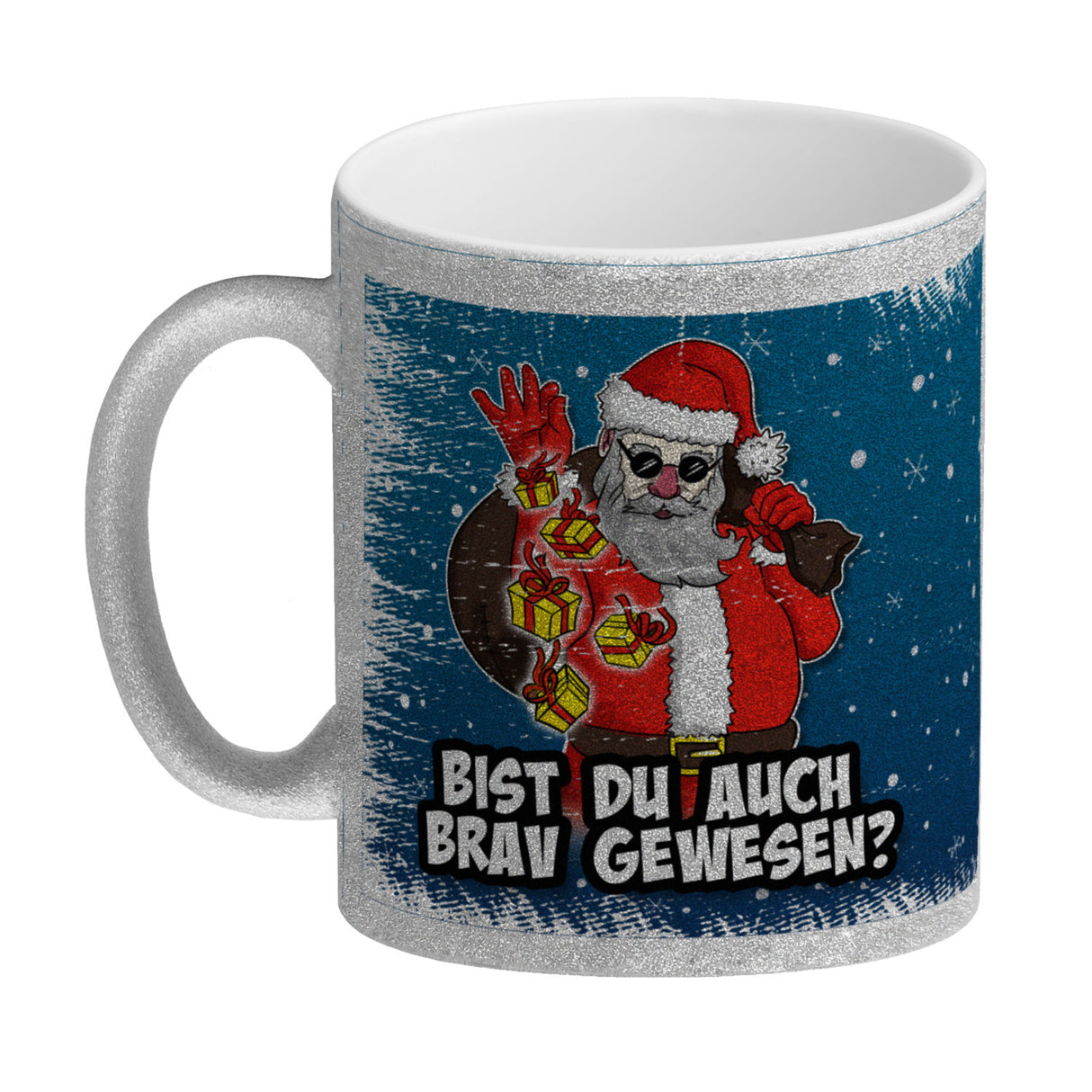 Bist du auch brav gewesen? Kaffeebecher mit coolem Weihnachtsmann