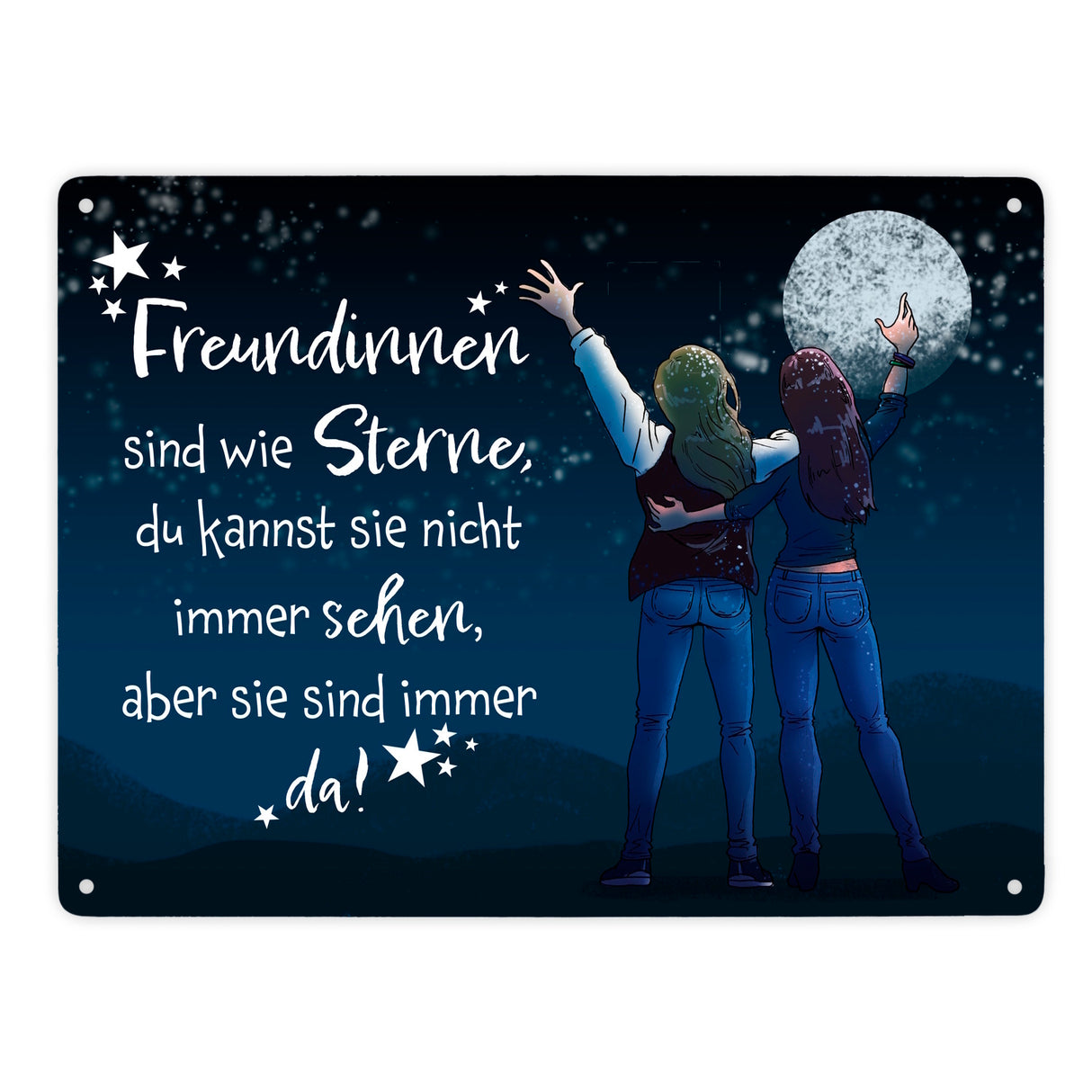 Freundinnen sind wie Sterne Metallschild mit Sternenhimmel