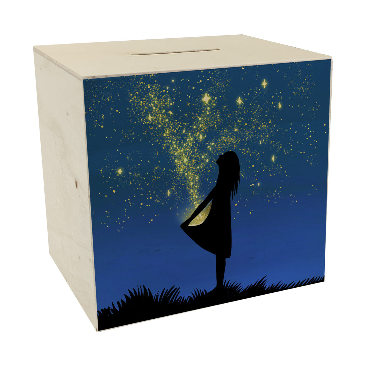 Mädchen im Sternenkleid Spardose mit Märchenmotiv