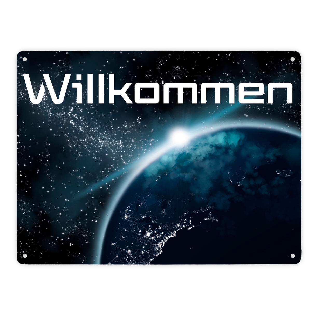 Willkommen im Weltall Metallschild mit Weltraummotiv