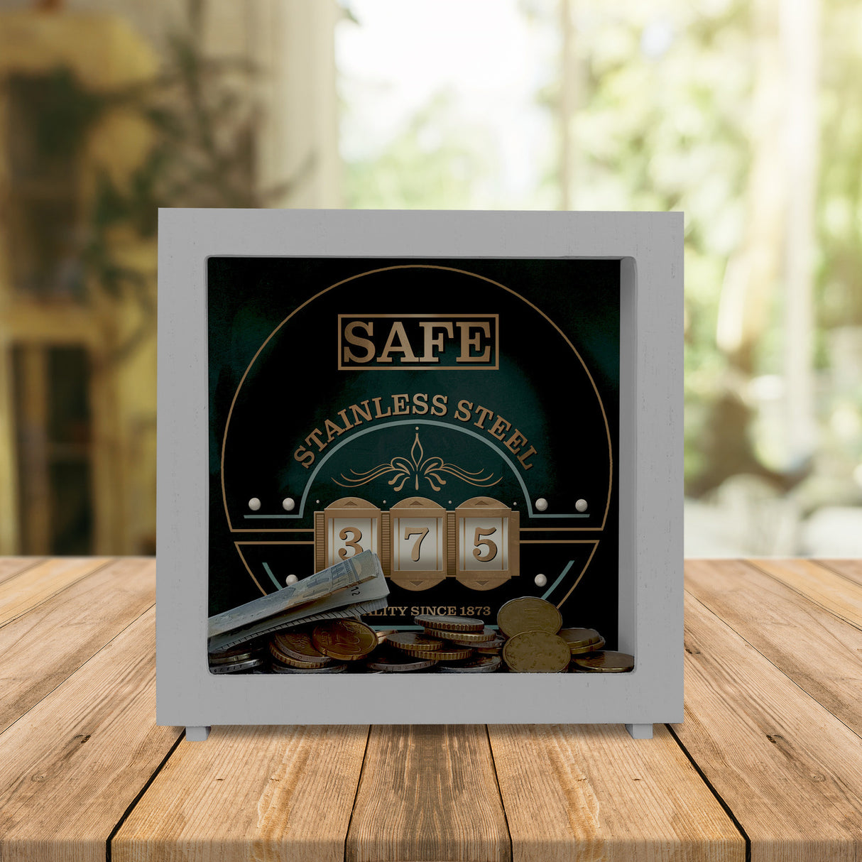 Retro Safe Spardose in Tresor Optik