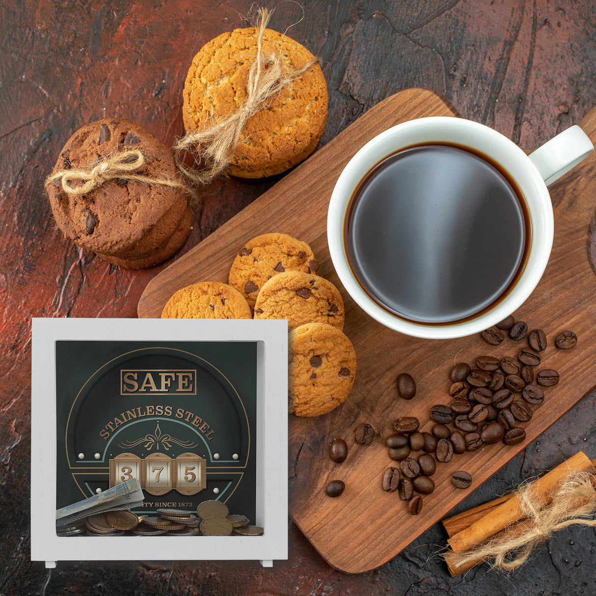 Retro Safe Spardose in Tresor Optik