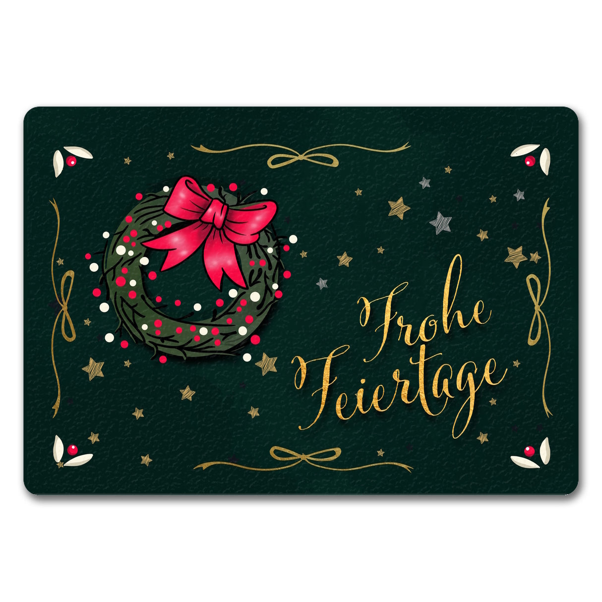 Frohe Feiertage Fußmatte mit weihnachtlichem Kranz