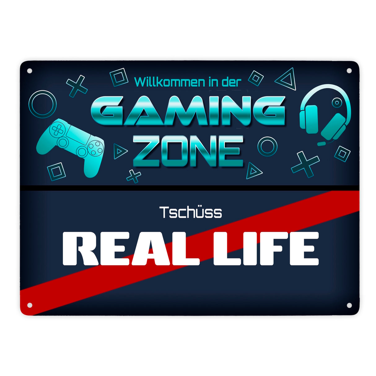 Willkommen in der Gaming Zone Tschüss Real Life Spaß Ortsschild