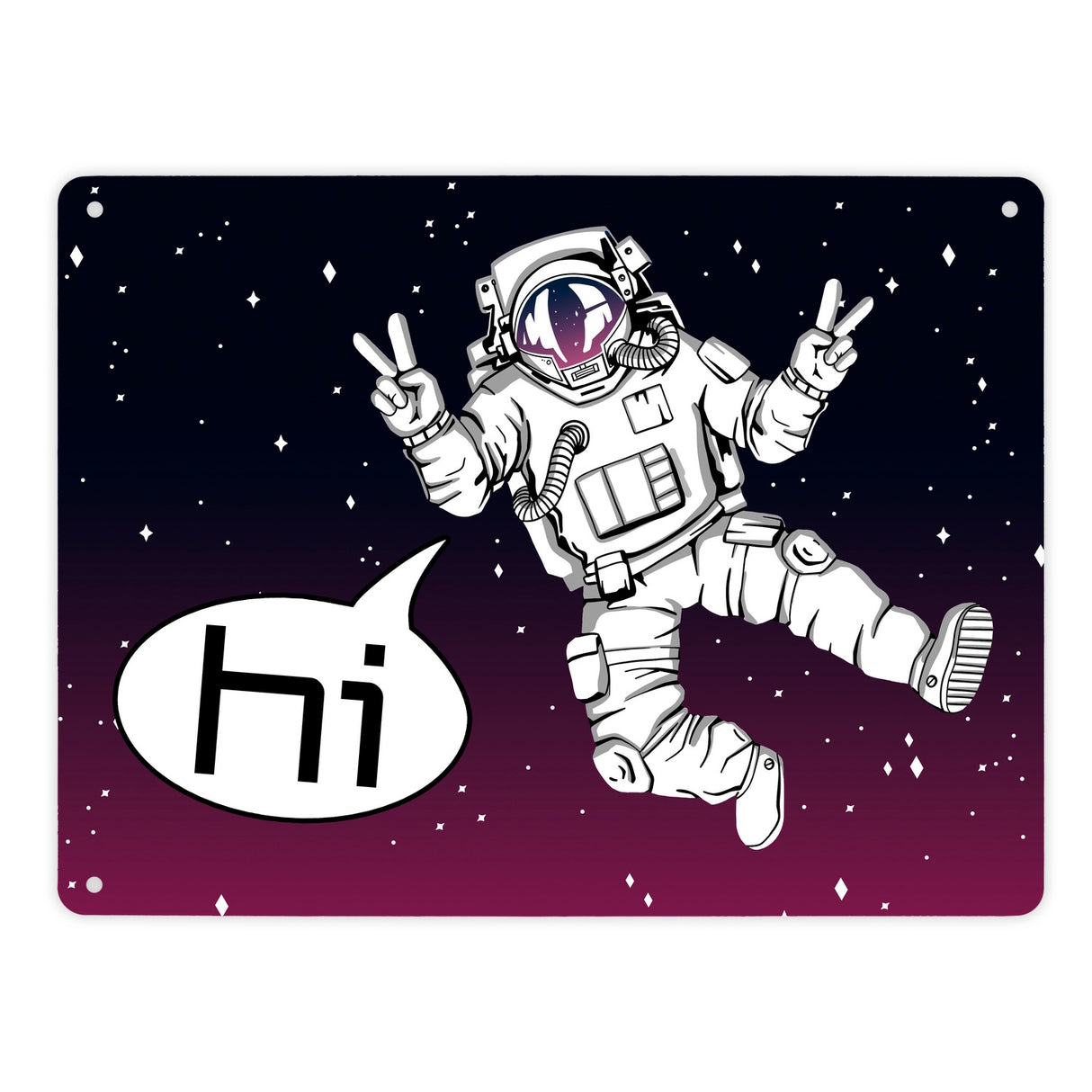 Astronaut im Weltall mit Peace-Zeichen witziges Metallschild