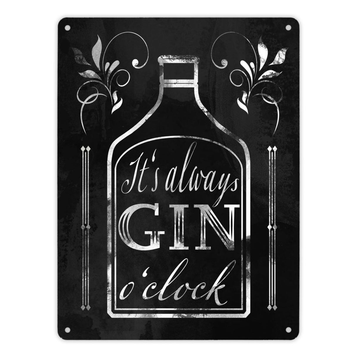 It's always Gin o'clock Metallschild mit Spruch für die Bar