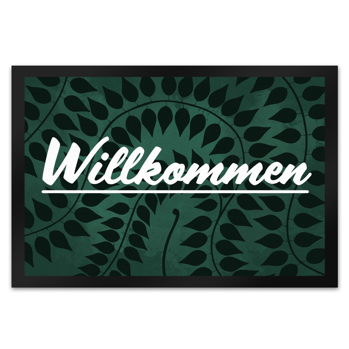 Willkommen Fußmatte mit Blätterhintergrund