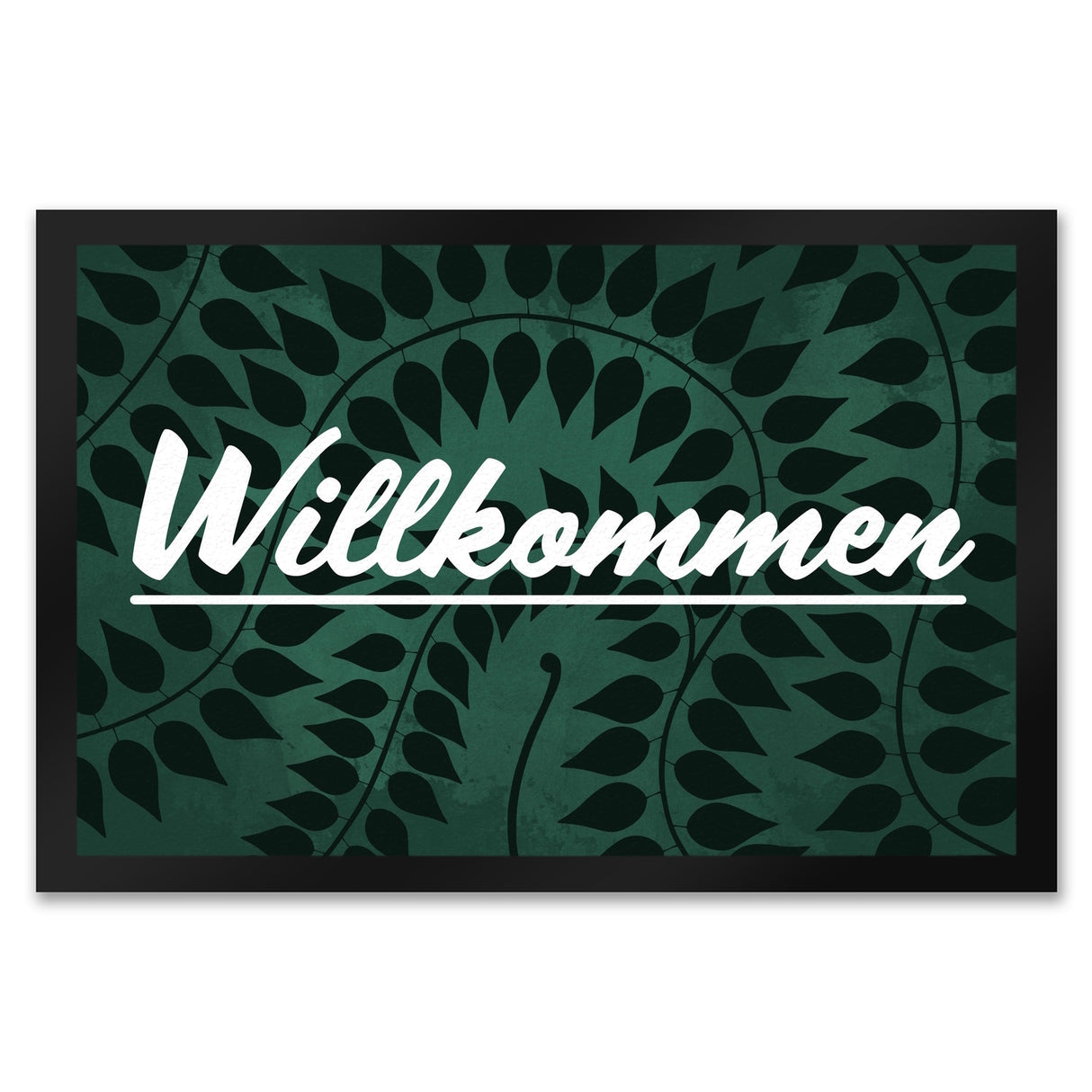Willkommen Fußmatte mit Blätterhintergrund