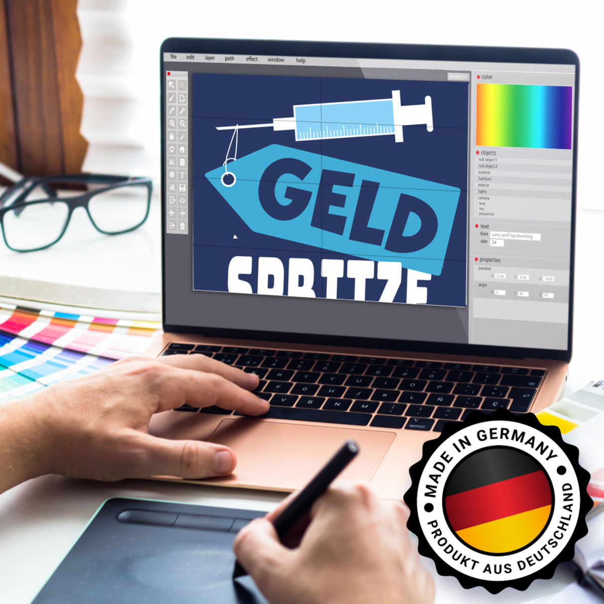 Geldgeschenk Spardose mit Geldspritze Motiv in {Rot}