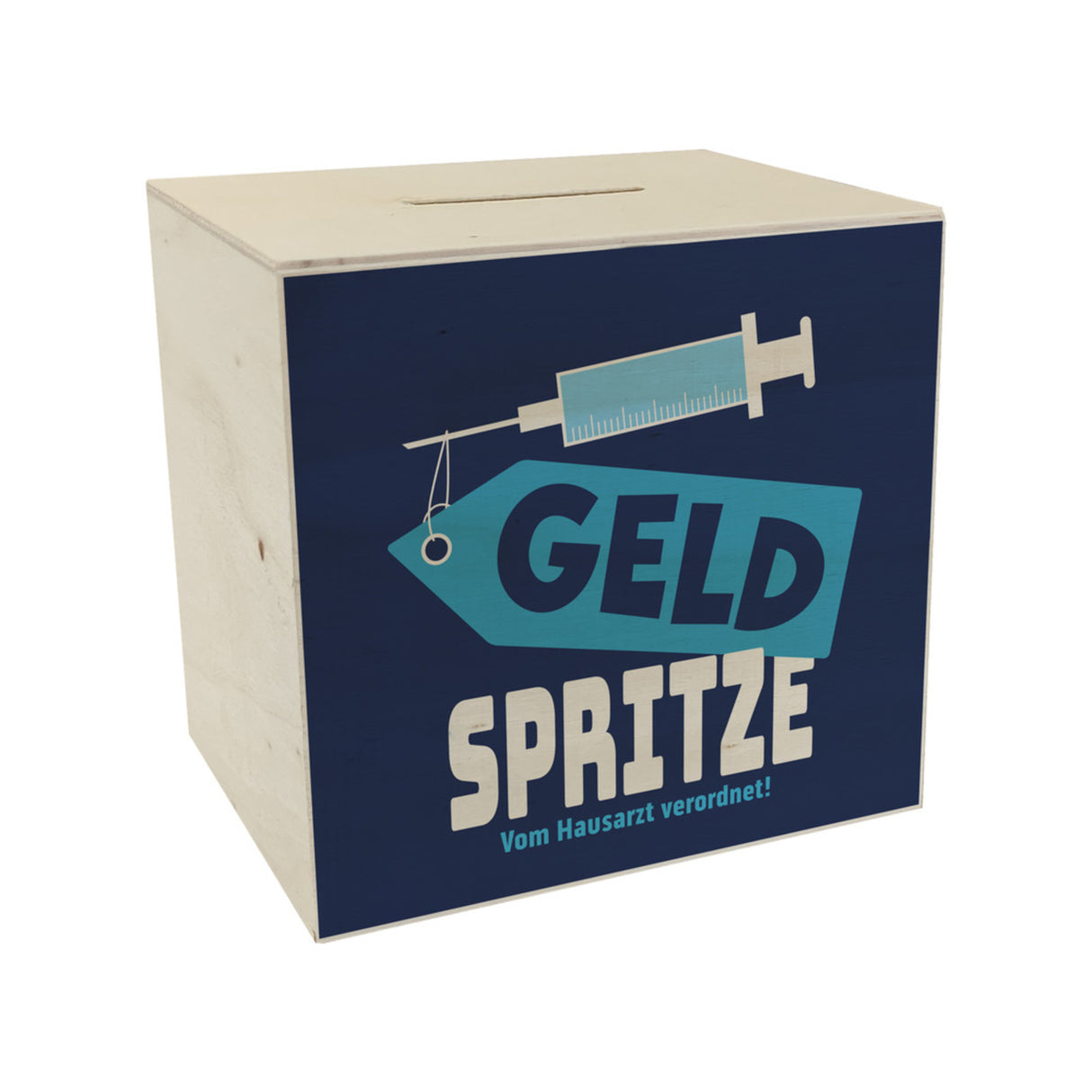 Geldgeschenk Spardose mit Geldspritze Motiv in {Rot}