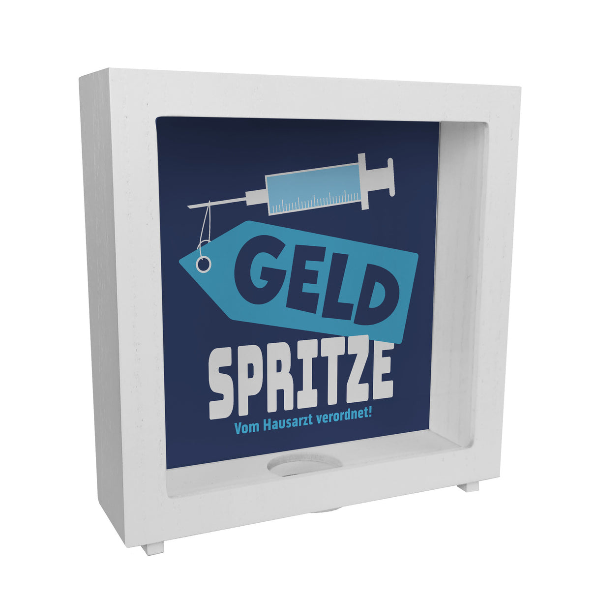 Geldgeschenk Spardose mit Geldspritze Motiv in {Rot}
