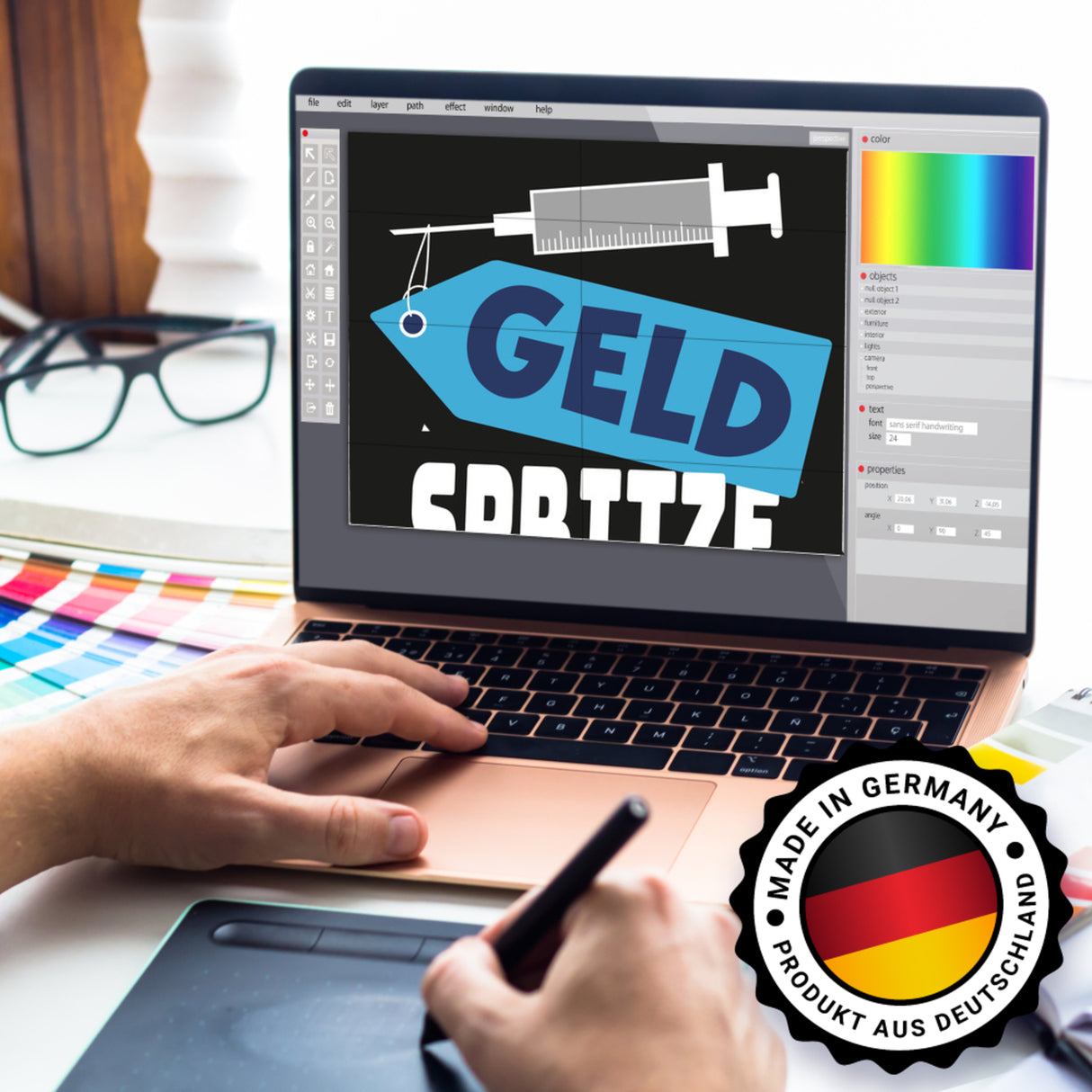 Geldgeschenk Spardose mit Geldspritze Motiv in {Rot}