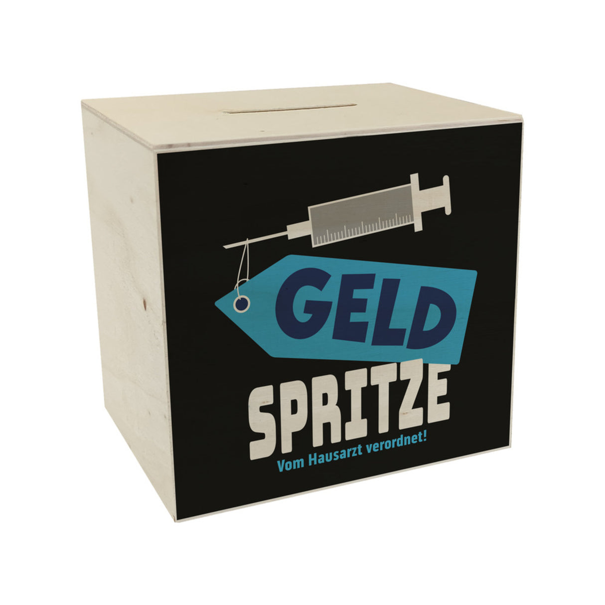 Geldgeschenk Spardose mit Geldspritze Motiv in {Rot}