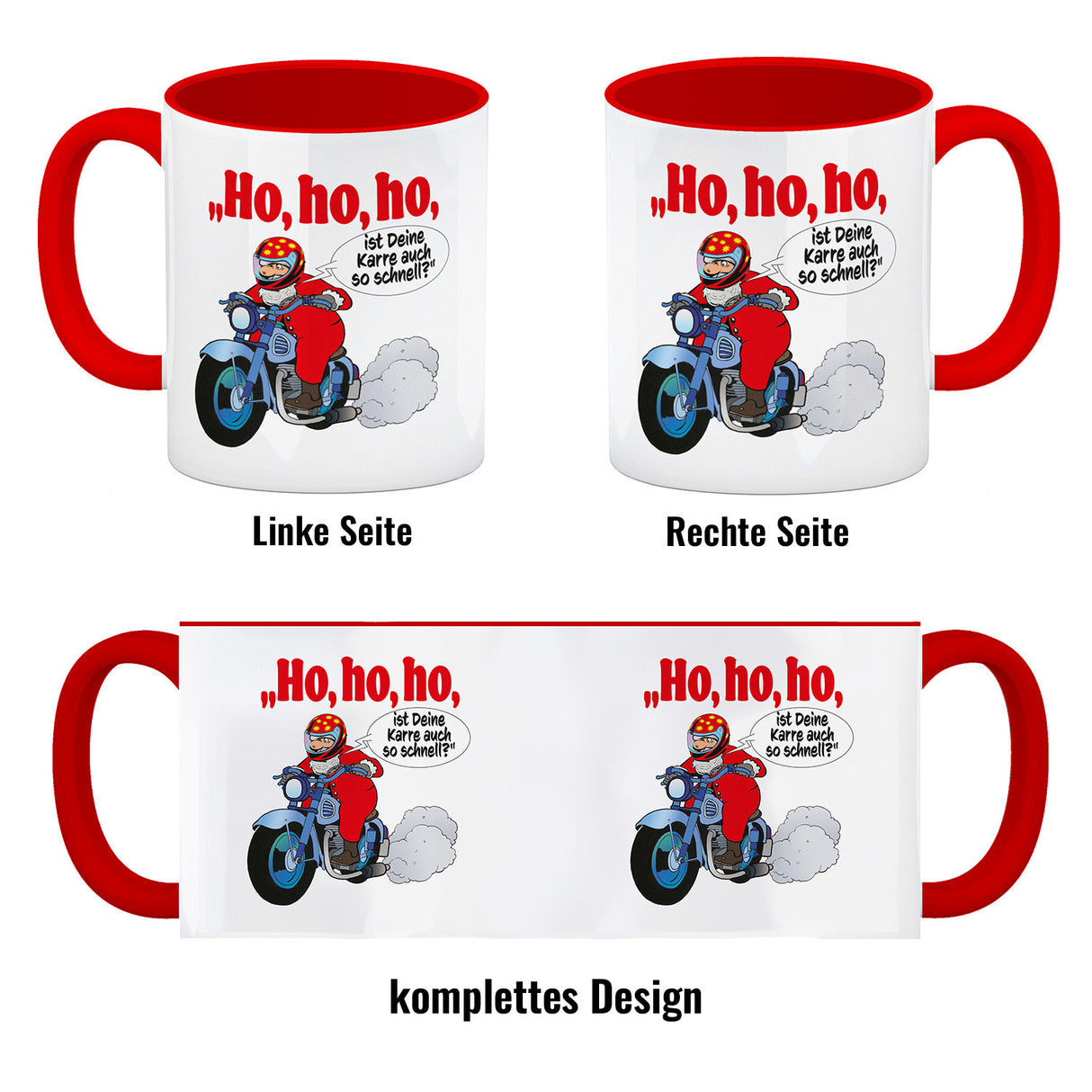 Kaffeebecher zum Thema Weihnachten mit Nikolaus auf dem Motorrad Motiv