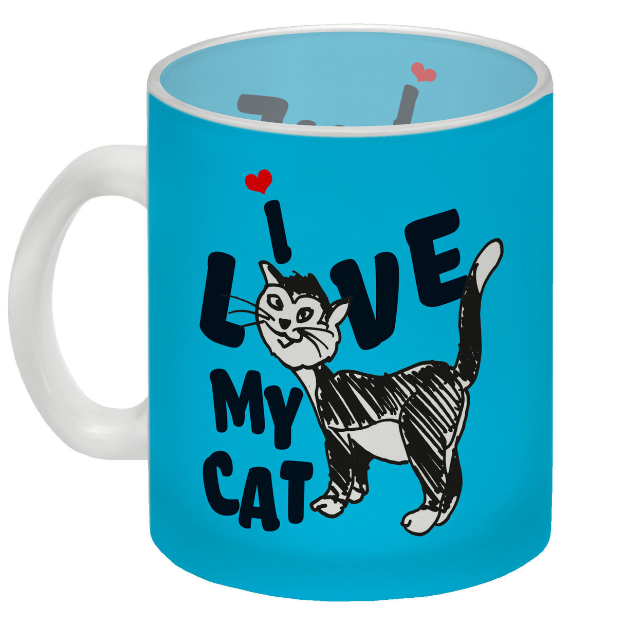 Ich liebe meine Katze Kaffeebecher mit Katzen Motiv und Rosa Hintergrund