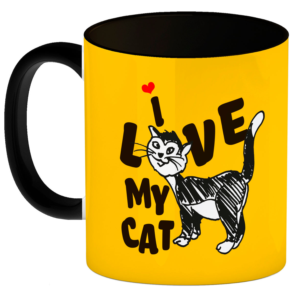 Ich liebe meine Katze Kaffeebecher mit Katzen Motiv und Rosa Hintergrund