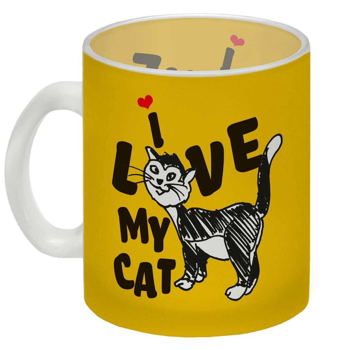 Ich liebe meine Katze Kaffeebecher mit Katzen Motiv und Rosa Hintergrund