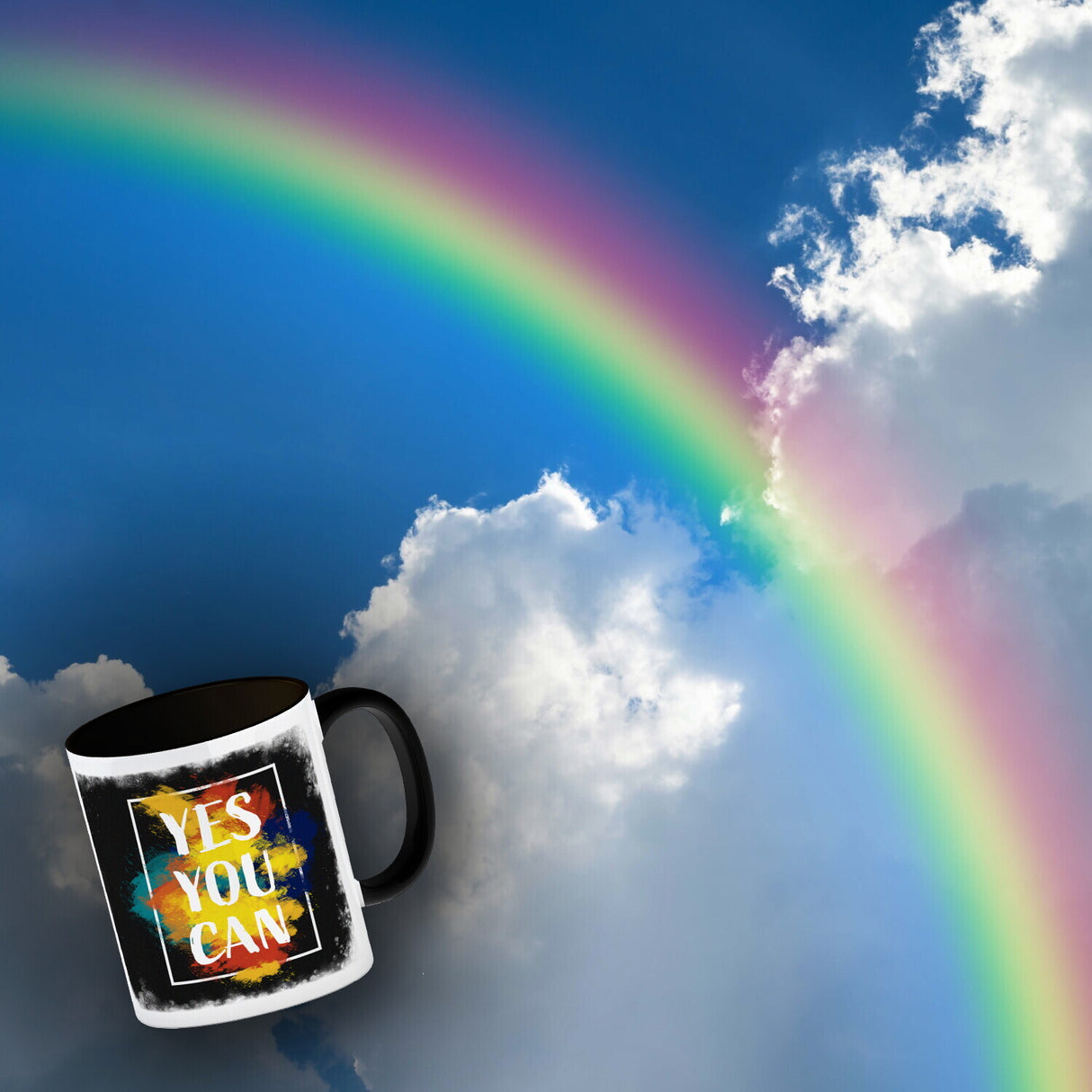 Yes you can Kaffeebecher mit buntem Motiv