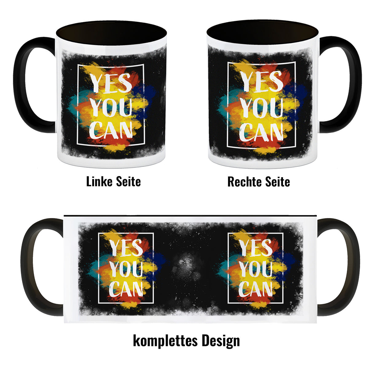 Yes you can Kaffeebecher mit buntem Motiv