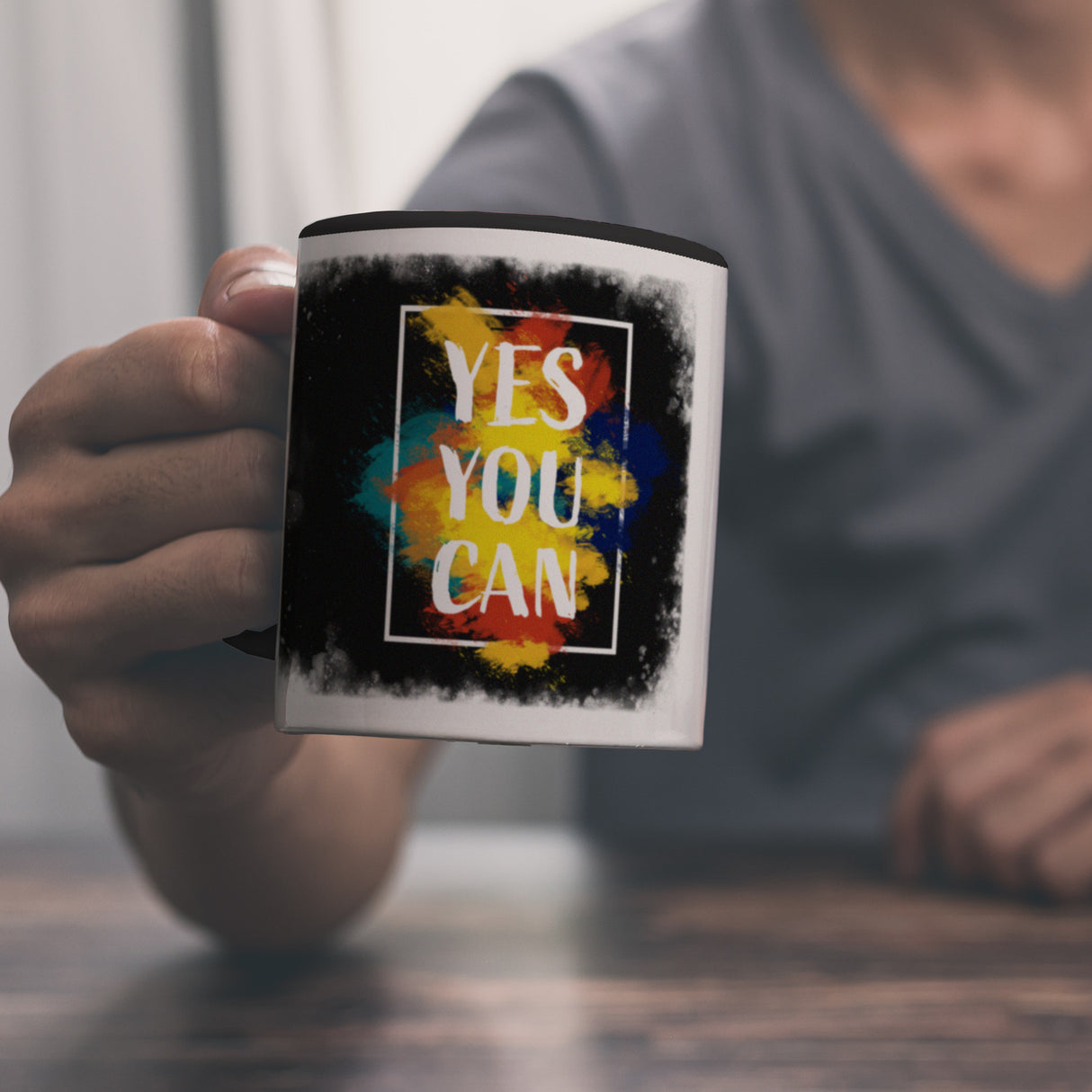 Yes you can Kaffeebecher mit buntem Motiv