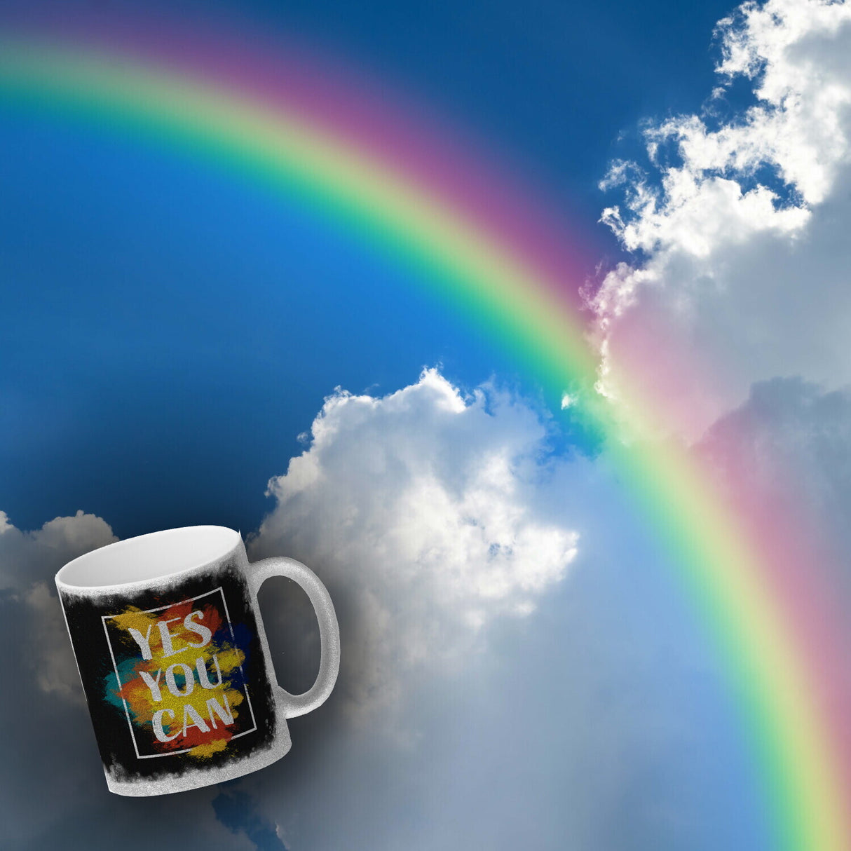 Yes you can Kaffeebecher mit buntem Motiv