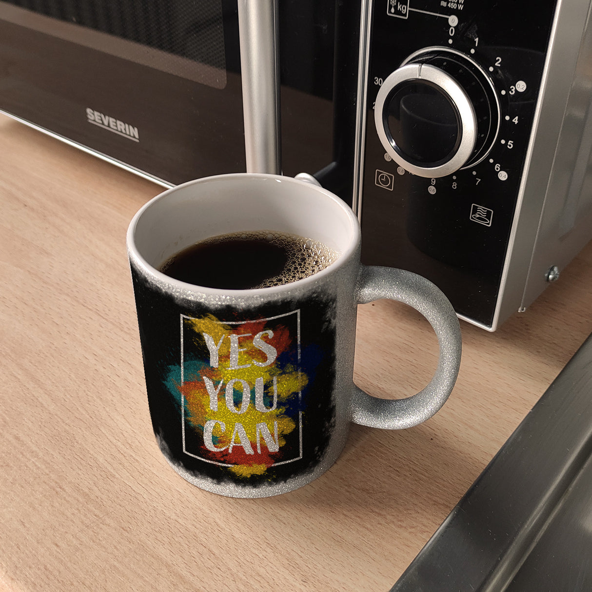 Yes you can Kaffeebecher mit buntem Motiv