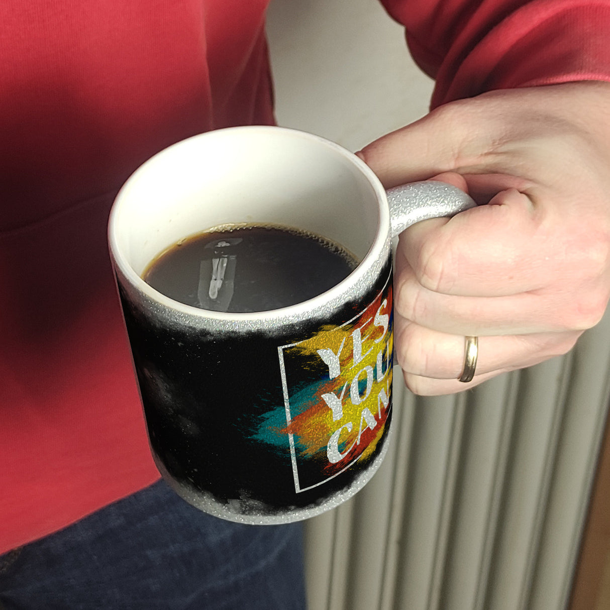 Yes you can Kaffeebecher mit buntem Motiv