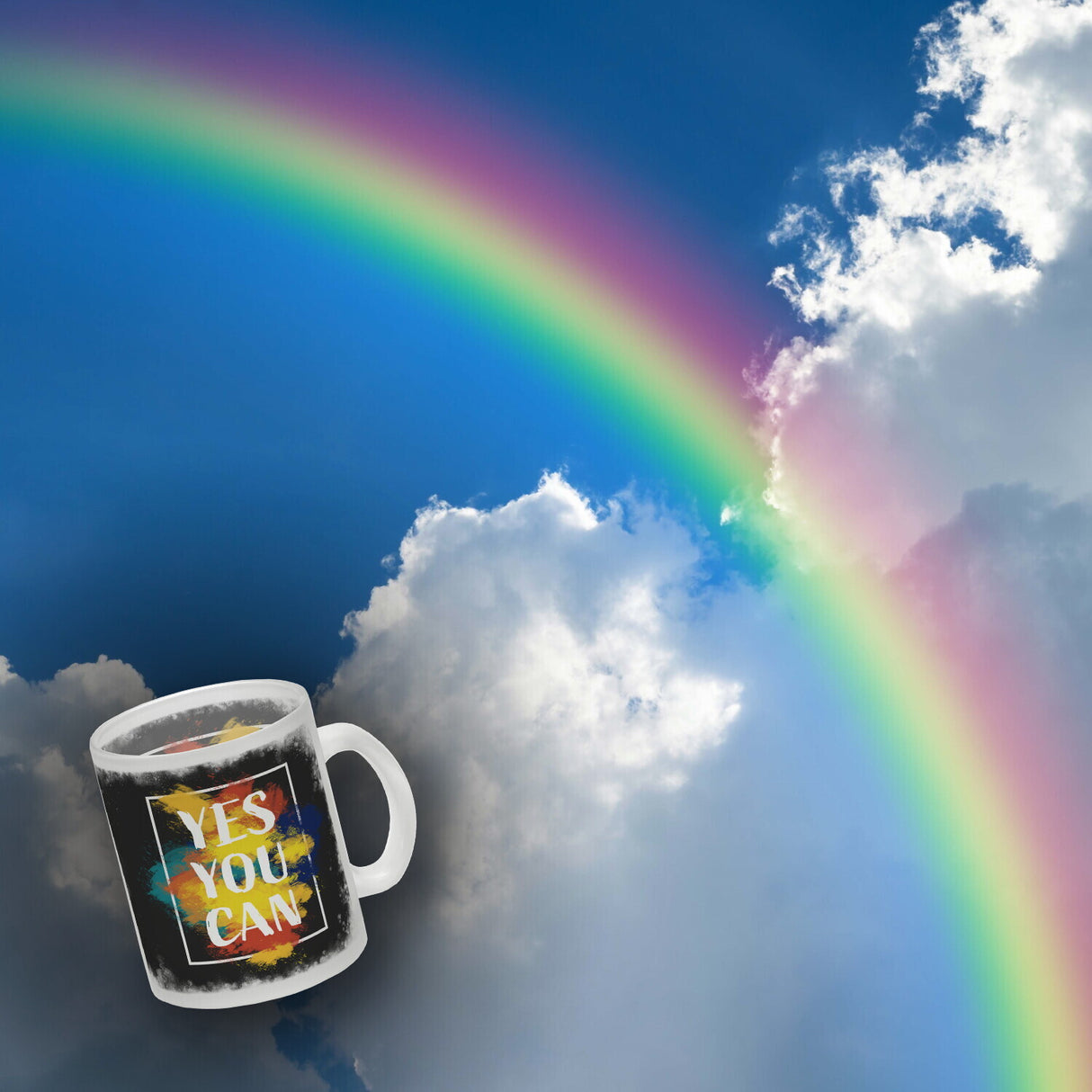 Yes you can Kaffeebecher mit buntem Motiv