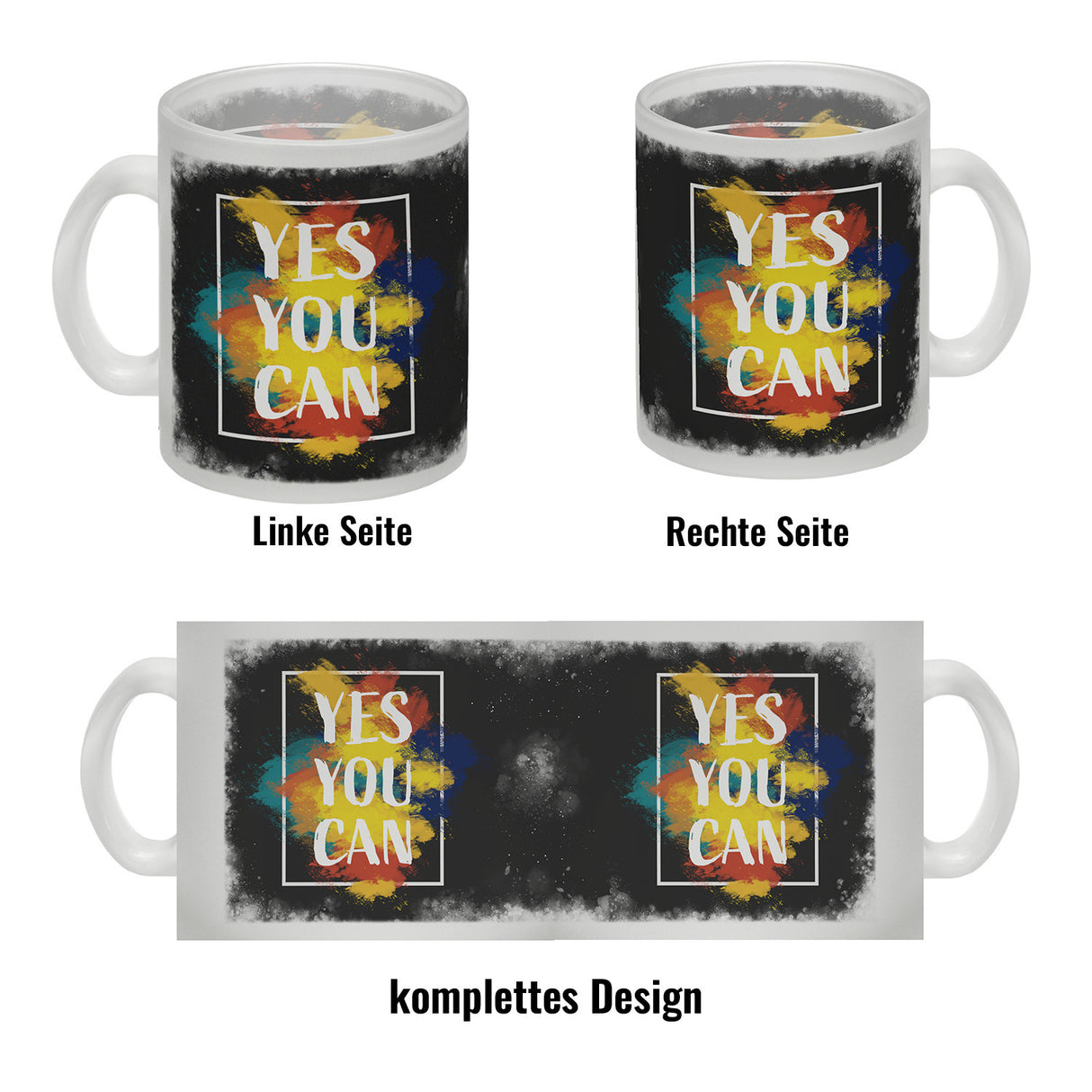 Yes you can Kaffeebecher mit buntem Motiv