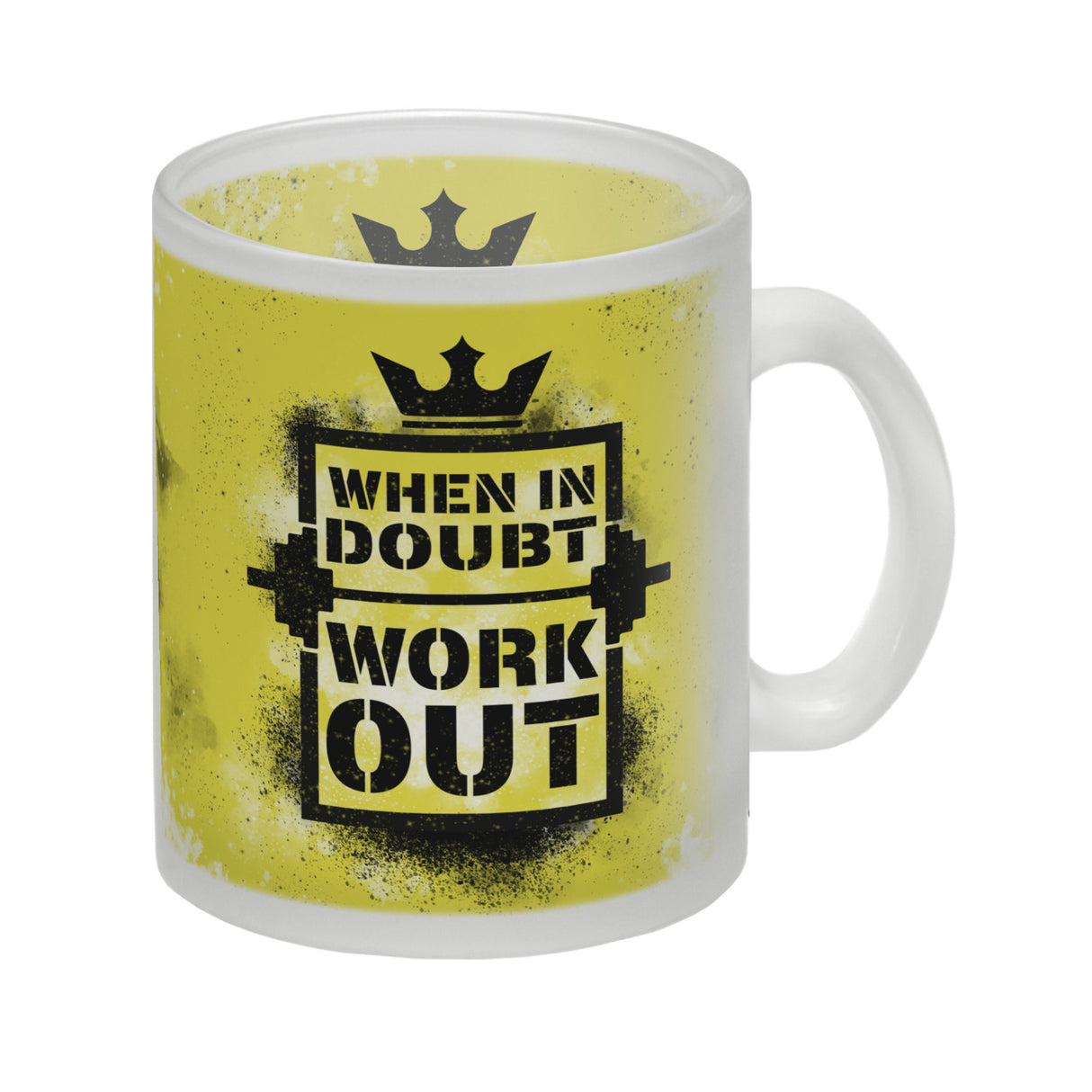 When in doubt Work out Kaffeebecher mit motivierendem Spruch in {Gelb}