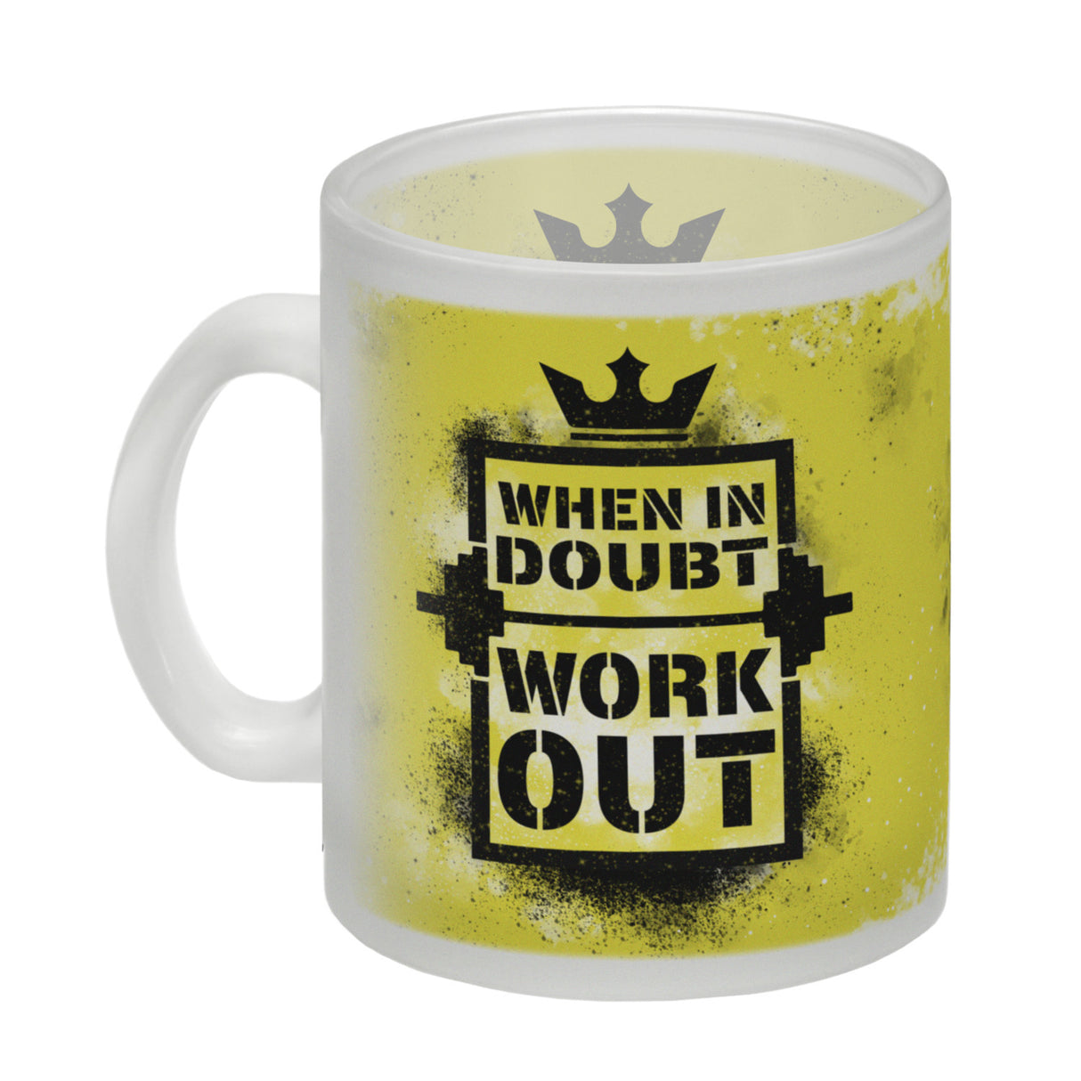 When in doubt Work out Kaffeebecher mit motivierendem Spruch in {Gelb}