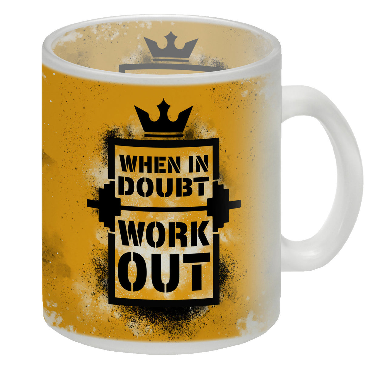 When in doubt Work out Kaffeebecher mit motivierendem Spruch in {Gelb}