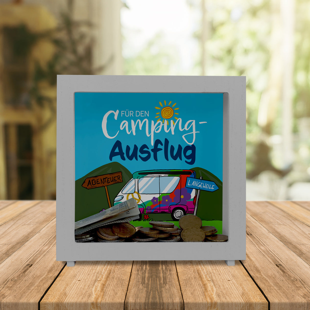 Für den Camping-Ausflug Spardose