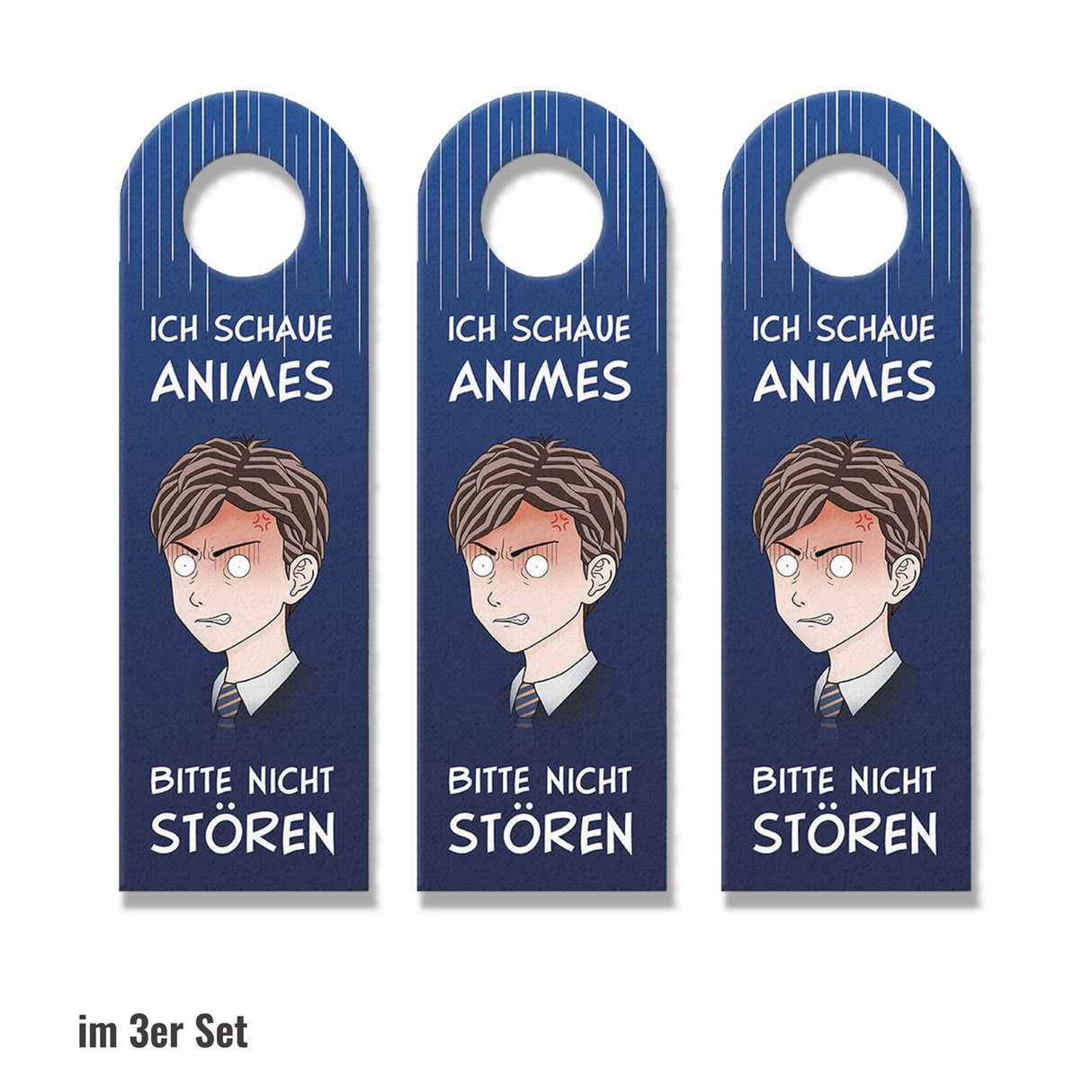 Ich schaue Animes oder Komm rein Türhänger mit Animejunge Motiv