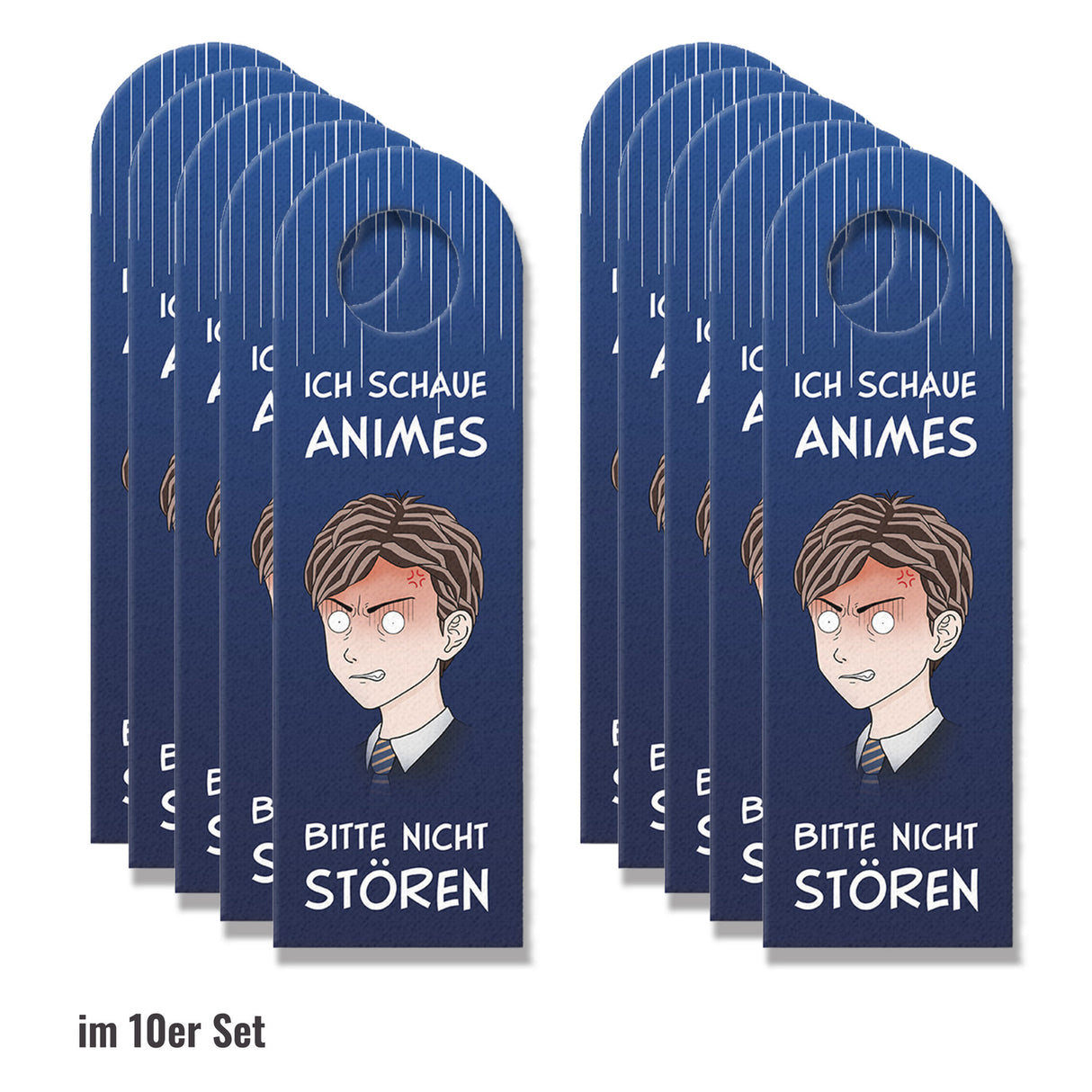 Ich schaue Animes oder Komm rein Türhänger mit Animejunge Motiv