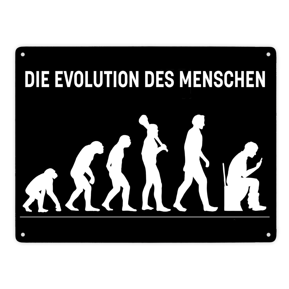 Die Evolution des Menschen Metallschild mit witzigem Motiv für die Toilette