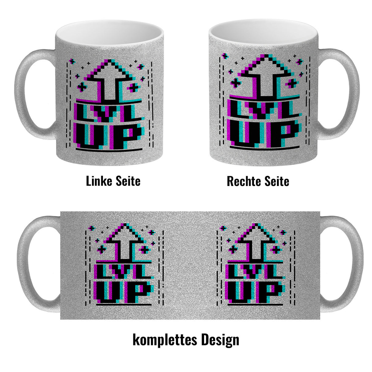LVL UP Kaffeetasse mit witzigem Videospielmotiv