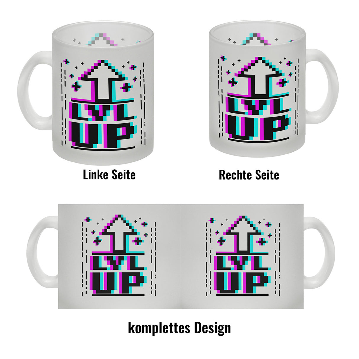 LVL UP Kaffeetasse mit witzigem Videospielmotiv