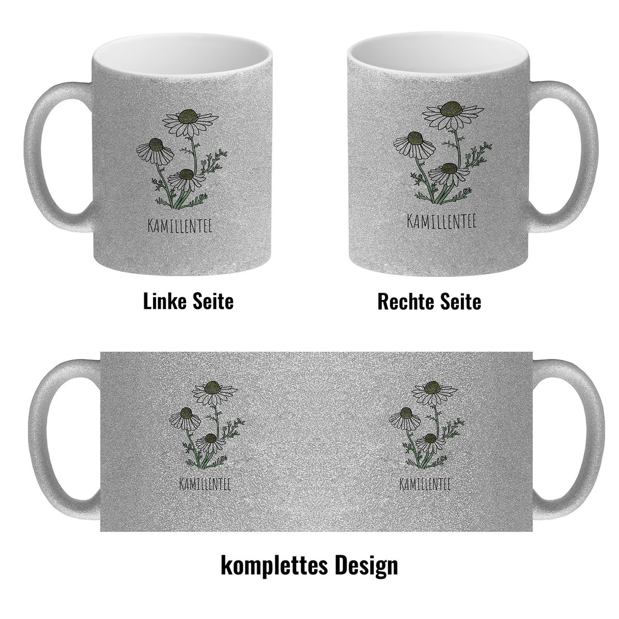 Kamillentee Teetasse mit Kamillenblüte für Teetrinker