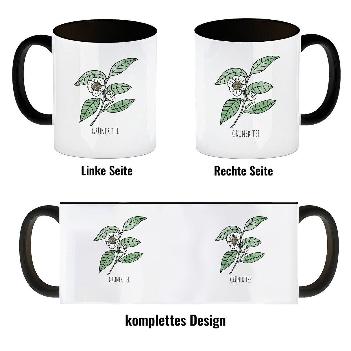 Grüner Tee Teetasse mit Teestrauch für Teetrinker