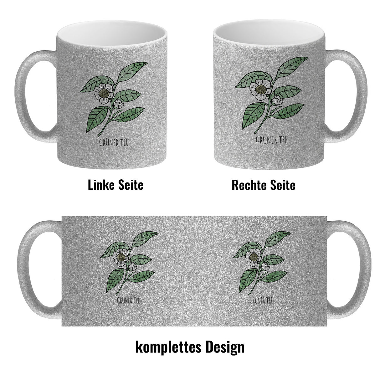 Grüner Tee Teetasse mit Teestrauch für Teetrinker