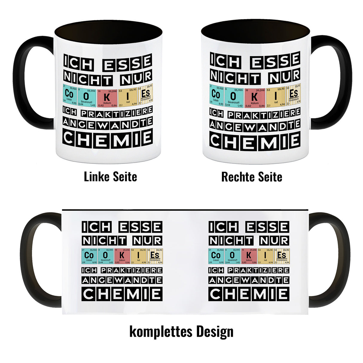 Cookies Kaffeetasse mit Spruch im Periodensystem für Chemiker
