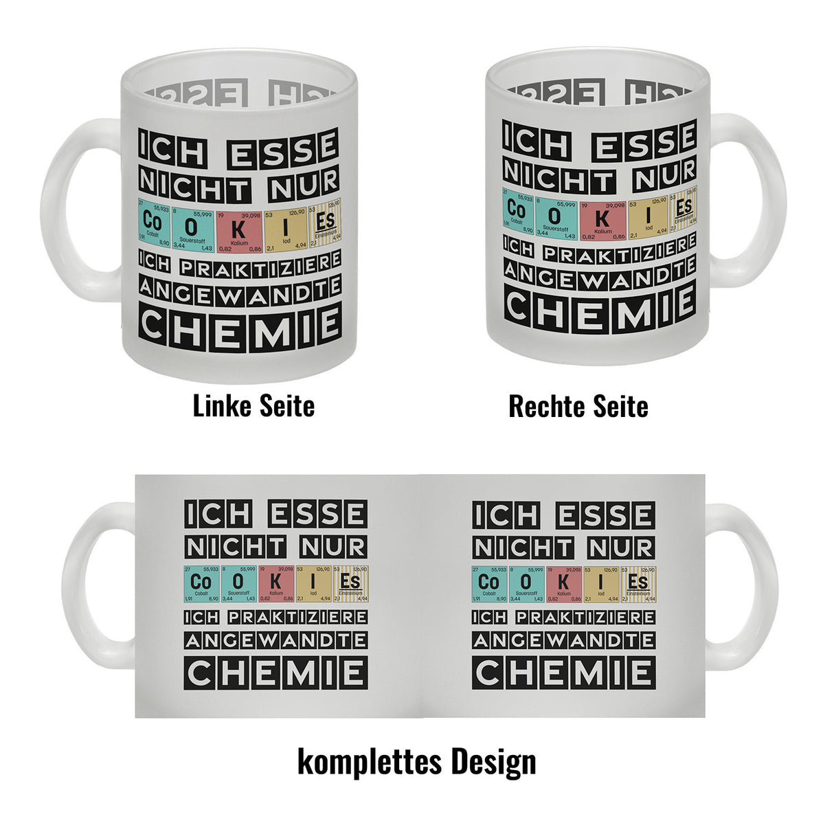 Cookies Kaffeetasse mit Spruch im Periodensystem für Chemiker