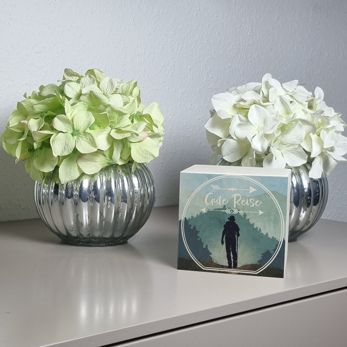 Gute Reise Spardose mit Wander Motiv
