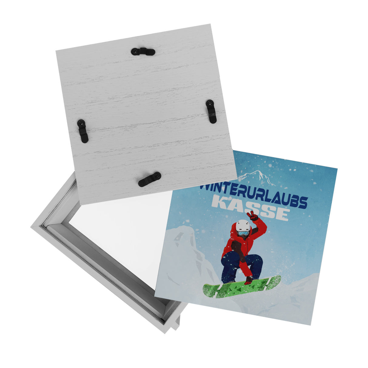 Winterurlaubskasse Spardose mit coolem Snowboarder