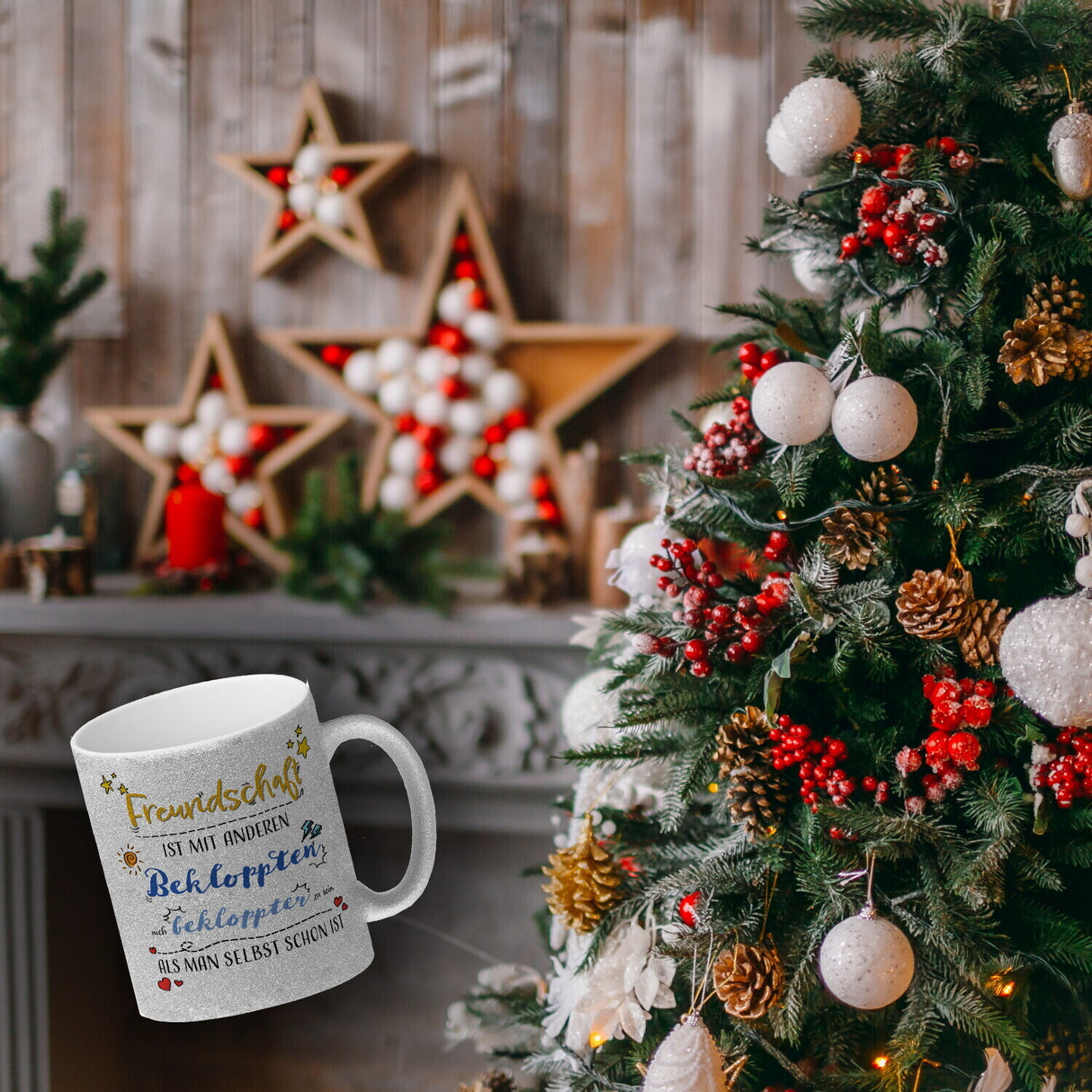 Kaffeebecher mit lustigem Spruch zu Freundschaft