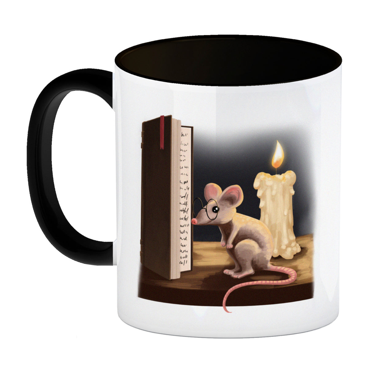 Leseratte und Buch Kaffeebecher mit niedlichem Nager